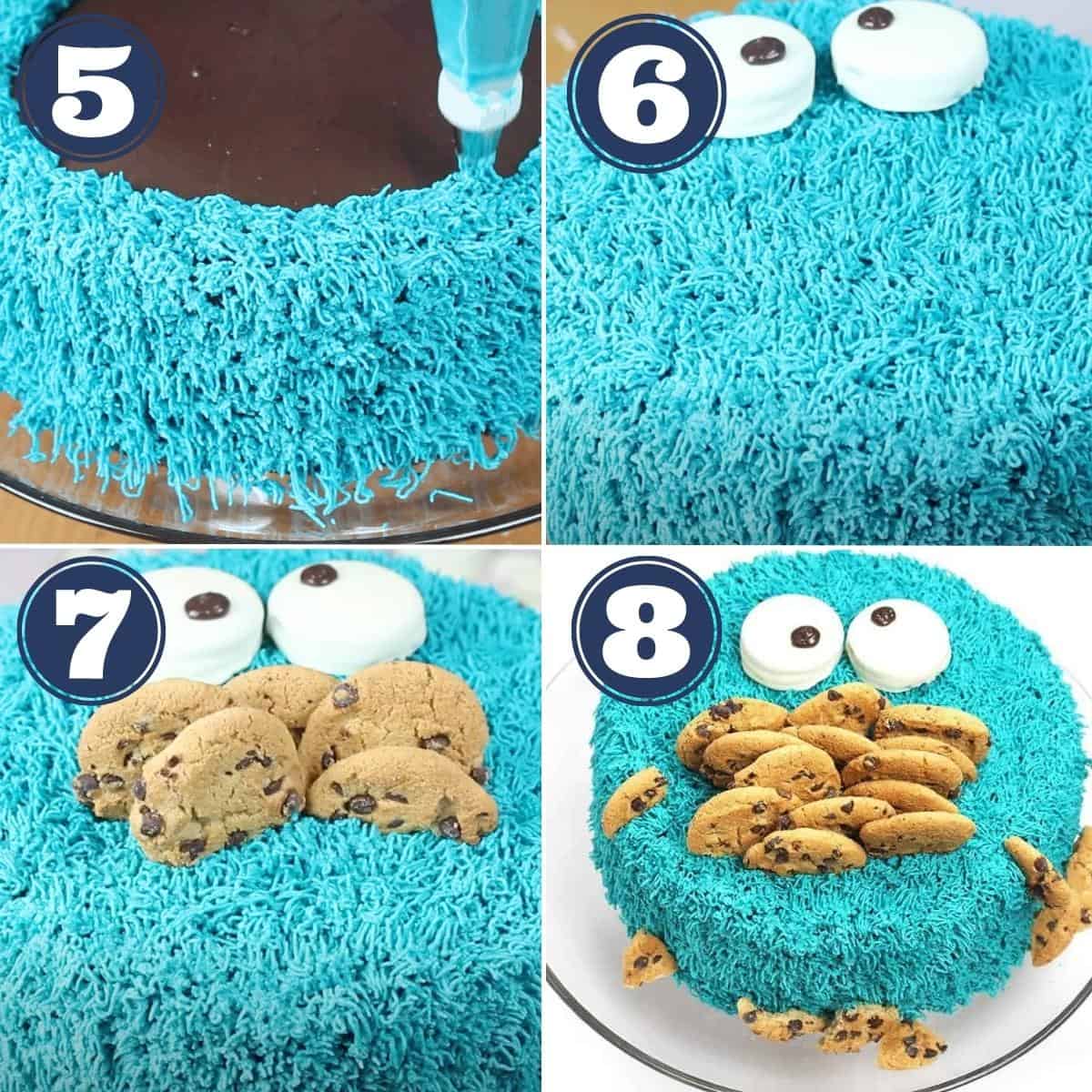 step by step Cookie Monster cake