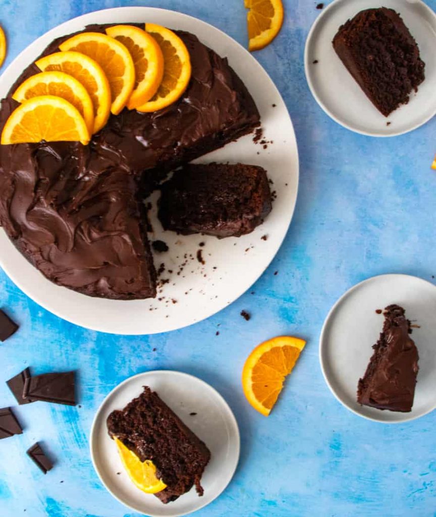 Dark Chocolate Orange Cake sliced