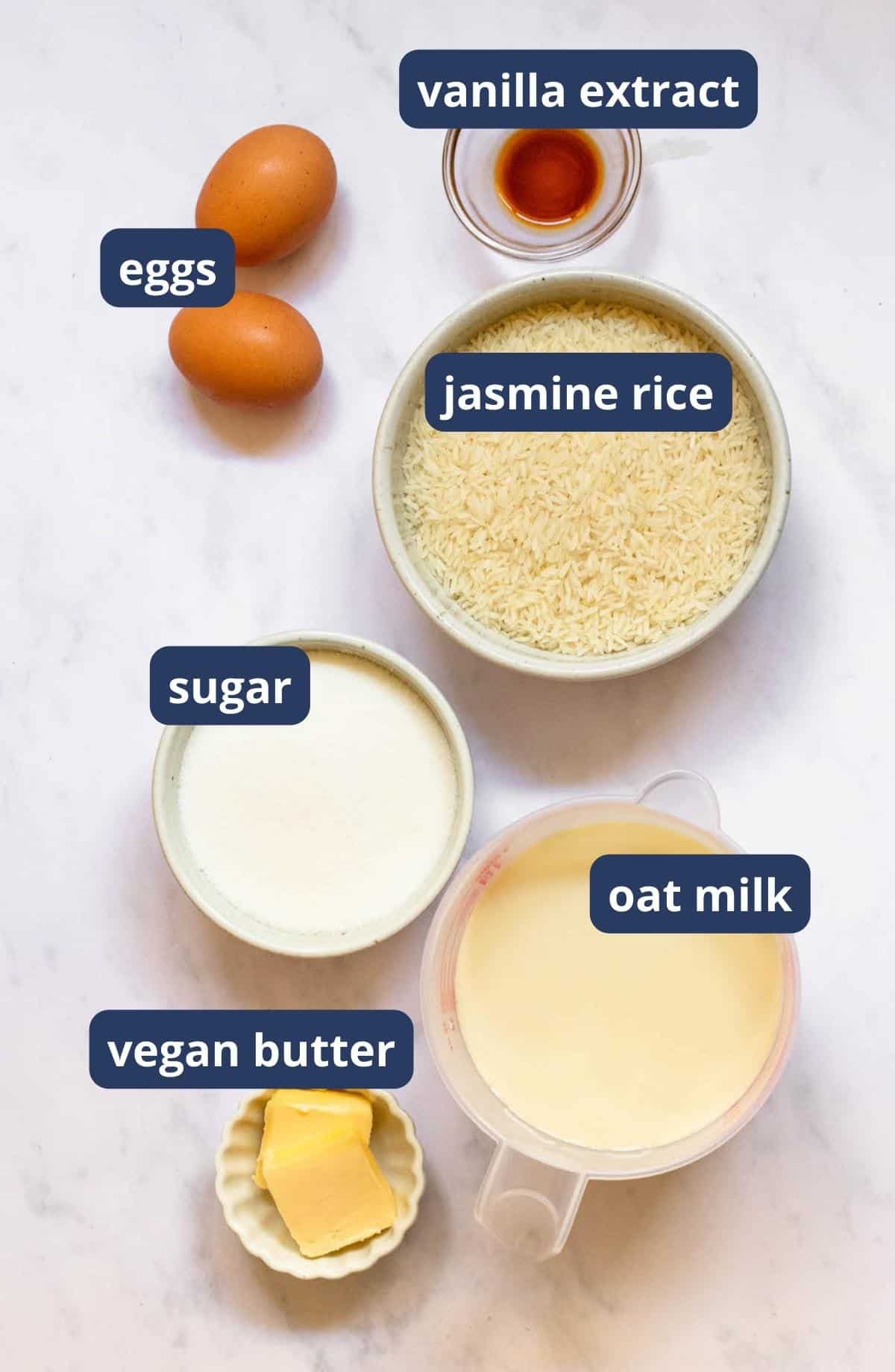ingredients for oat milk rice pudding