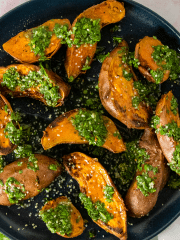 Chimichurri Sweet Potatoes with Hemp Hearts