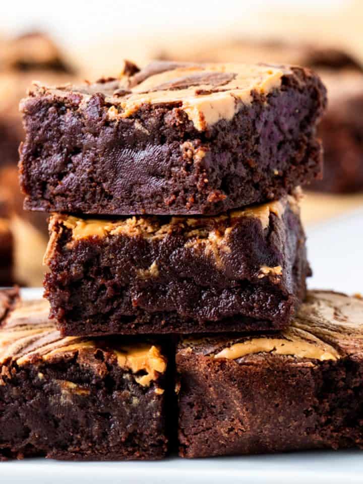Gluten Free Peanut Butter Brownies stacked