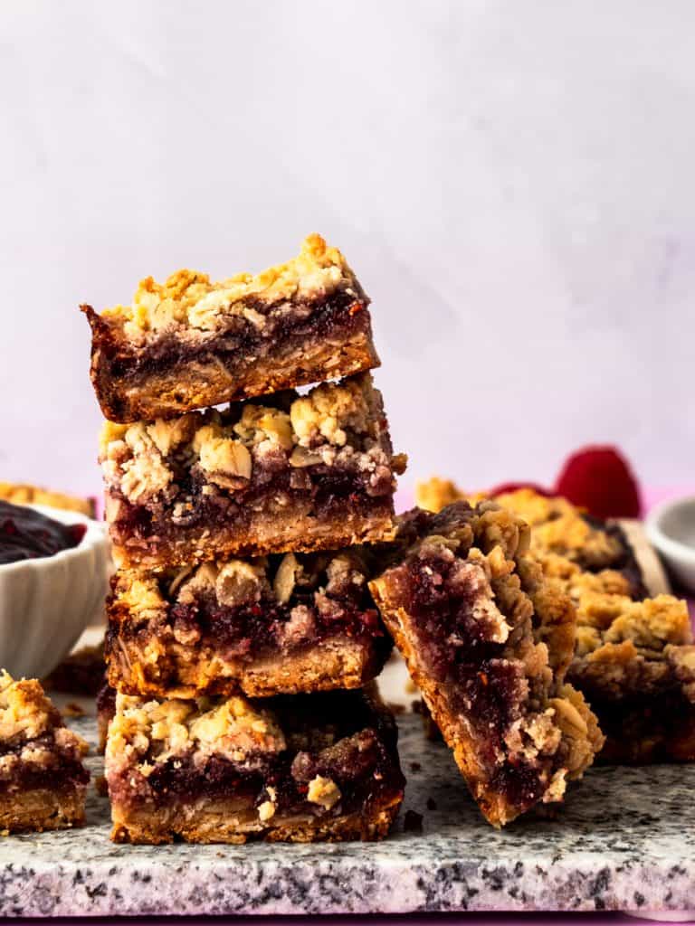 stacked Gluten Free Raspberry Bars with Almond Flour 