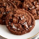 gluten free vegan double chocolate chip cookies on a plate