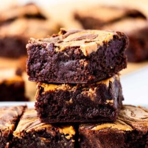 stacked peanut butter swirl brownie gluten free