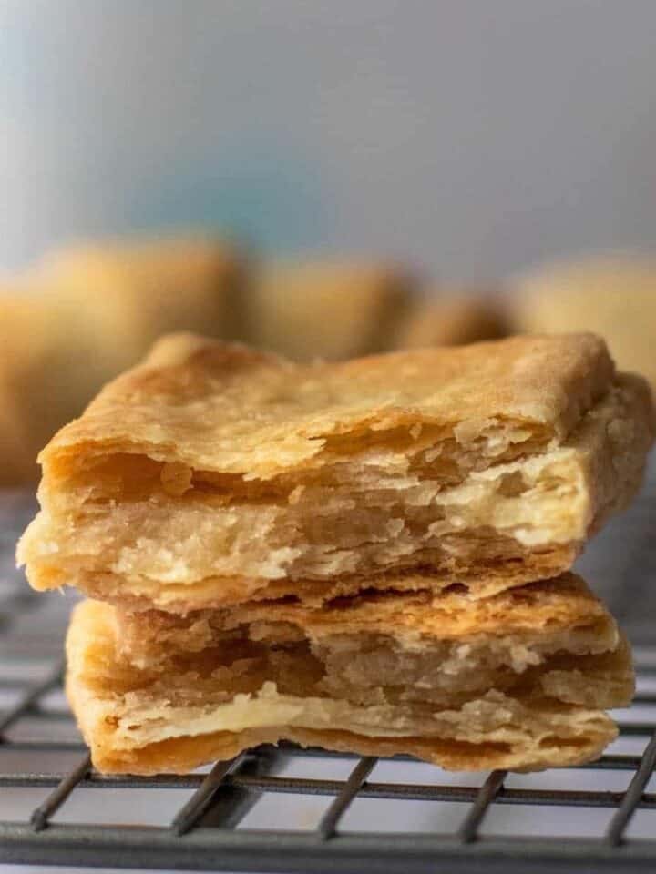 easy gluten free puff pastry dough on a wire cooling rack