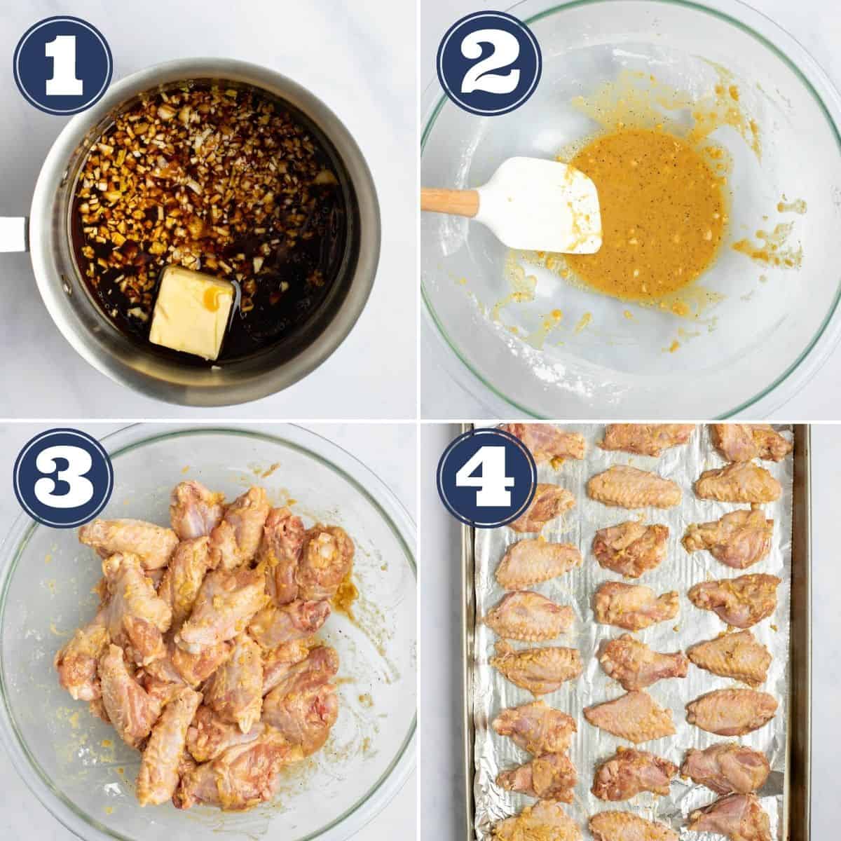 step by step process of making soy garlic chicken wings 