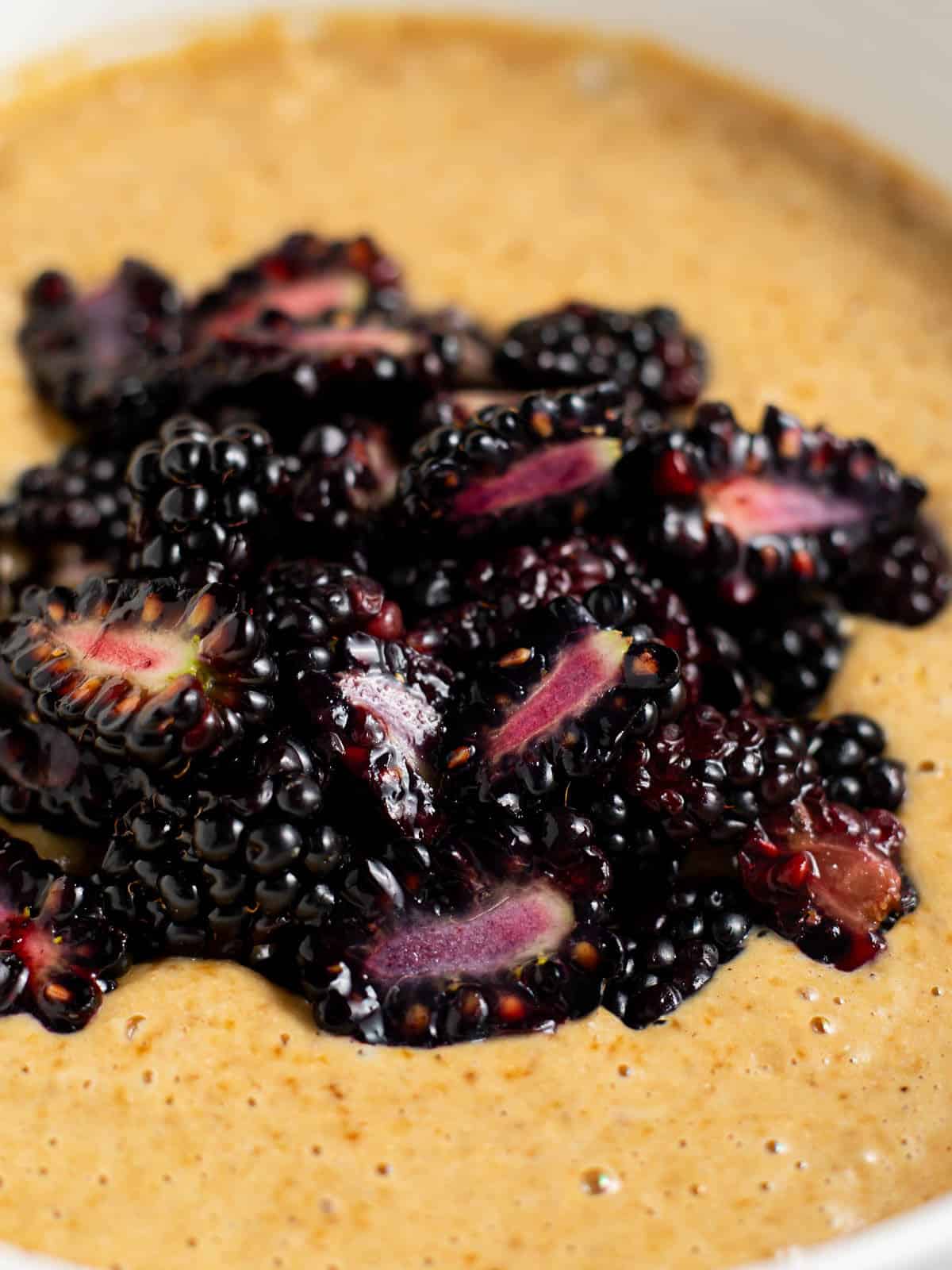 blackberries added to the gluten free muffin batter