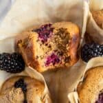 gluten free blackberry muffins in paper liners